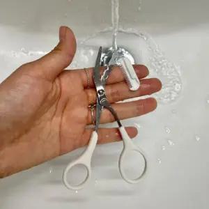 반달 눈썹칼 숱가위 정리 세트 화이트 눈썹숱치기