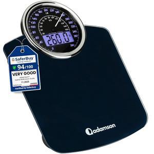 아담슨 하이브리드 2-in-1 최대 400파운드의 체중을 위한 아날로그 및 디지털 체중계 - 두꺼운 강화 유리 초대형 디스플레이 읽기 쉬운 욕실 새 제품