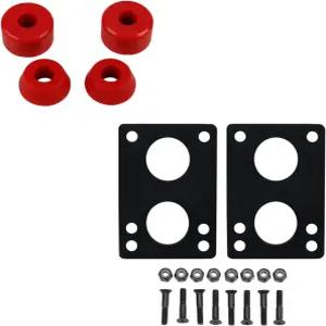 1/4인치 라이저와 1/2인치 하드웨어가 장착된 다임백 스케이트보드 부싱 (96A 빨간색)