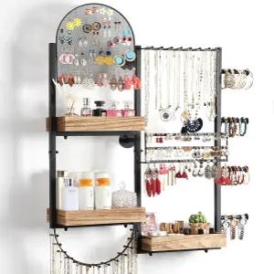 키보플라이 대형 주얼리 정리함 - 귀걸이 반지 목걸이 팔찌 메이크업 향수 및 시계용 벽걸이 홀더