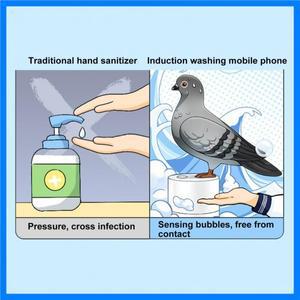자동 감지 비누 디펜서 자동 유도 거품 손 세척기, 비둘기 모양 비누 디펜서, 위생 및 미세