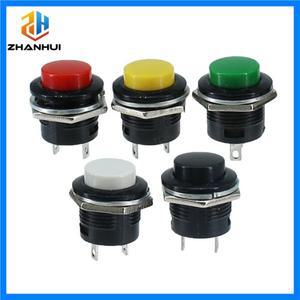 6PCS R13-507 16mm 순간 푸시 버튼 스위치 - 산업 제어용 6A/125VAC 6색 자체 재설정 원형