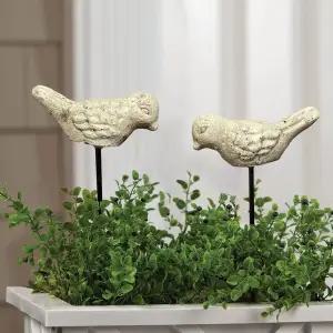 2개의 미니어처 새 장식 말뚝 미니 픽 피규어 요정 정원 액세서리 다육 식물 화분 분재 미세 풍경