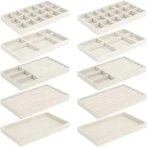 10팩 주얼리 정리함 트레이 서랍장 삽입물 쌓을 수 있는 벨벳 라이너 칸막이 맞춤형 박스 폼 링 귀걸이