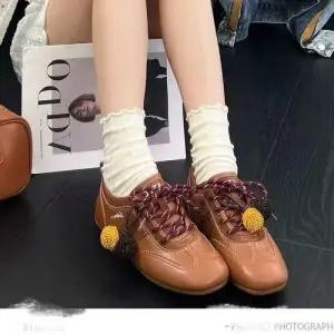 여성용 가을 플랫 발레 스포츠 보드화 패피3