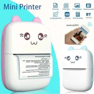 휴대용 미니 열전사 프린터 무선 BT 200dpi 라벨 사진 메모 잘못된 질문 인쇄 태그 블루투스 USB 케이블