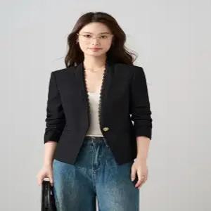 루타꽁몰 여성 가을 캐주얼 오피스룩 정장 재킷 슬림핏 코트 노카라 상의 HO3