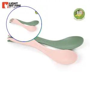 쌍문상회 스푼포크 포카락 캠핑식기 플라스틱숟가락 바이오 S 2종세트 그린 핑크