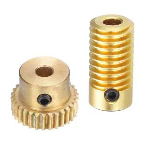 uxcell 웜 기어 세트 - 0.5 모듈 30 1 감속률 4mm 홀 다이아 샤프트 및 휠 30T 구동 박스(브라스)