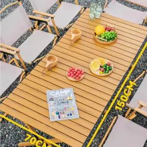 휴대용 나무 피크닉 테이블 가볍고 컴팩트한 야외 접이식 캠핑 마당 파티 해변 여행용