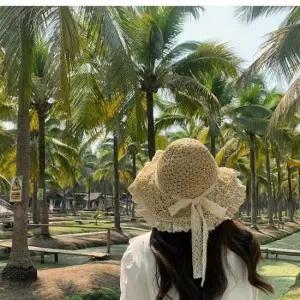 밀짚 모자 챙 넓은 여름 휴양지 모자 버킷햇