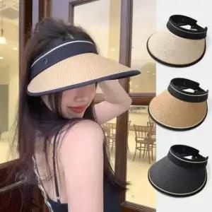 비치모자 밀짚라인 돌돌이 간편보관 썬캡 가벼운모자