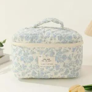 플라워 손잡이 파우치 대용량 화장품 수납 사각손잡이파우치 파우치반짇고리 생활수납