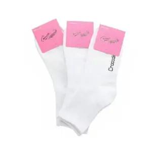 크로커다일 여성 무지 중목양말 화이트 3켤레 단색 패션 캐주얼 교복 사계절