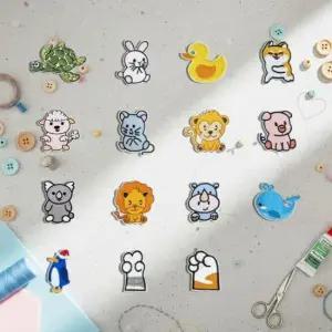 패브릭 전용 열부착 디자인 애니멀 동물 와펜 패치 15개 세트