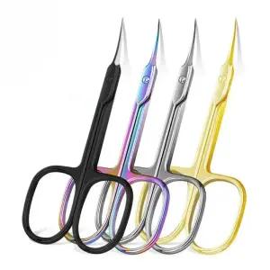 큐티클 가위 엑스트라 파인 트리머 매니큐어 및 페디큐어 커브 블레이드 정확한 뾰족한 팁 그루밍 키트