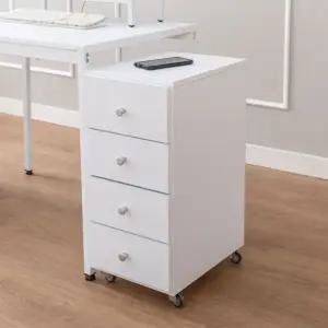 지니가구 비아뉴 300 이동식 4단 서랍장 바퀴 수납장 미니 협탁 집들이 선물 이사