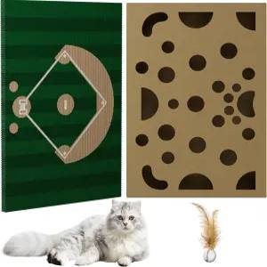 고양이 긁기 보드 - 실내 고양이를 위한 탄력 있는 공 숨바꼭질 구멍 인터랙티브 플레이 박스가 야구