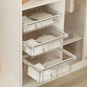 장롱레일 바구니 수납 장롱 옷장 화이트 철제 레일바구니