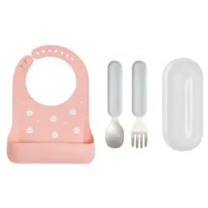 에.디.슨 유아식기 스푼포크 케이스 실리콘 턱받이 세트