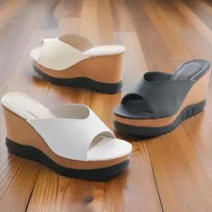 [신상오픈런]여성용 일상 미끄럼 방지 오픈토 플랫폼 가죽 샌들 (32967084)