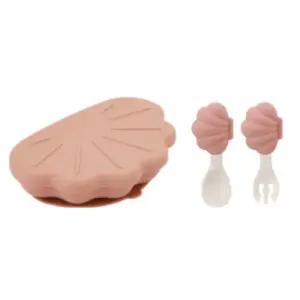 에.디.슨 유아식기 흡착 식판 스푼포크 세트 조개 핑크