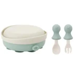 에.디.슨 유아 실리콘 흡착 식판 스푼포크 문어 민트