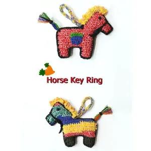 [하프클럽/]핸드메이드 양면 니트뜨개 컬러패턴 레드 호올스 키링 백참