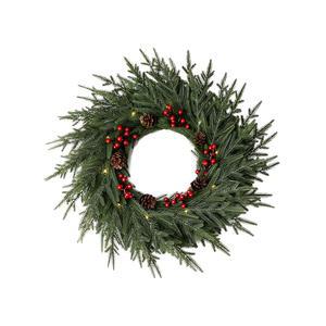 현관용 크리스마스 화환 61CM 실외용 24인치 노퍽 장식 창문 터치 프리 소나무 LED 배터리 실내 휴일 조명 인공 리얼