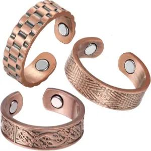 남성용 파슈투어 3 구리 반지 99.99 순도 3개 3500 가우스 9 빈티지 및 크로스 패턴 조절 가능한 커프