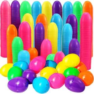 아바쿠쿠 500개 부활절 달걀 2.35인치 다양한 밝은 색상의 플라스틱 테마 장식 바구니 스터퍼 충전재