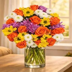 블룸시박스 ？ 래디언트 딜라이트 부케유리 꽃병 포함 배송용 신선한 꽃 생일 기념일 축하 잡초 제거 선물