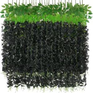 BLEUM CADE 10Pcs 검은색 가짜 등나무 꽃 3.6피트/Pcs 인조 화환 결혼식 홈 배경 벽 장식용