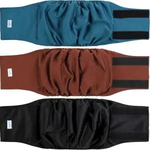 리칼로스 수컷 반려견 기저귀3팩 반려견용 고흡수 배 밴드 세척 가능 재사용 랩블랙 블루 커피 엑스 스몰