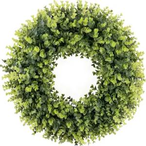 HUZIYAHAN 20인치 대형 박스우드 문 화환 봄여름 사계절 내내 야외에서 사용 가능 n벽 창문 소박한 농가 홈