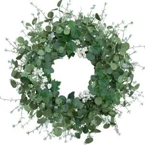 현관문 2224인치용 칭베이 리나 스프링 화환 화이트 베리가 들어간 유칼립투스 도어 메이플 그린 실내 야외