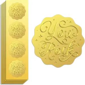 피코블루 골드 포일 스티커 씰 엠보싱 2인치 100개 데칼 주변의 셀프 황금색 초대장 봉투 기프트 카드 장식