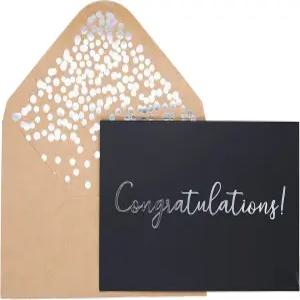 축하 카드 은박 문자로 가 새겨진 50팩 매트 마감 블랙 인사말 약혼 졸업 결혼식 52 금박 색종이 크래프트