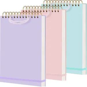 리항 3팩 탑 스파이럴 노트북 7 x10 하드커버 스테노 패드 240페이지120매 대학용 방수 커버 메모장 직장용