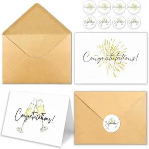 졸업식 결혼식 비즈니스 및 마일스톤 축하 행사를 위한 봉투 50개의 벌크 팩 일치하는 스티커 건배