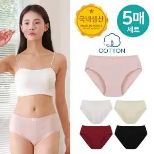 (30%즉시할인) 국산 바비 순면미디 세트 (5매세트) 여성팬티 면팬티