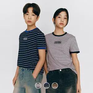 [지오다노주니어] 03025524 코튼 스트라이프 반팔 링거 티셔츠