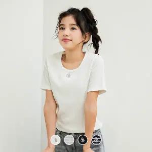 [지오다노주니어] 03395521 소프트 스판 U넥 반팔 티셔츠