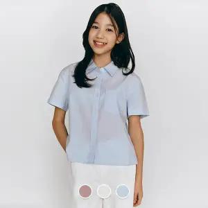 [지오다노주니어] 03345510 여아 포플린 반팔 셔츠