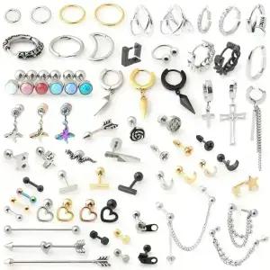 써지컬스틸 피어싱 귀걸이 남자 여자 링 세그먼트링 드롭 체인