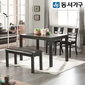 동서가구 WO모던 우드 원목 4인용 식탁 테이블 세트 의자 2EA+벤치 1EA) DF639239