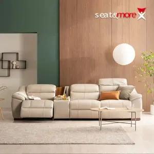 [CJ최저가]칸느플러스 전동 4인 천연통가죽 리클라이너 소파