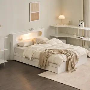 파로마 로라LED 수납침대 퀸사이즈 본넬매트포함