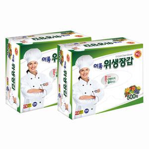 이쿡 일회용 위생장갑 500매 2팩 (1000매)