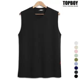 [탑보이]옆트임 오버핏 엠보 민소매나시 (LW042)